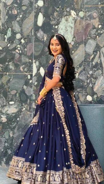 Tapi 240 Blue Georgette Lehenga choli manufacturer in Surat